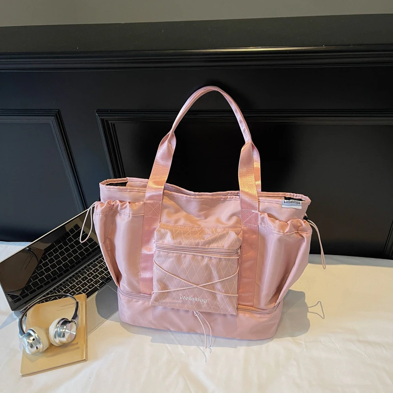 Fitness Gym Tote Bag Outdoor Sports Yoga Handbag Shoes Pocket Dry Wet Bag Training College Laptop Books Drawstring Shoulder Bag