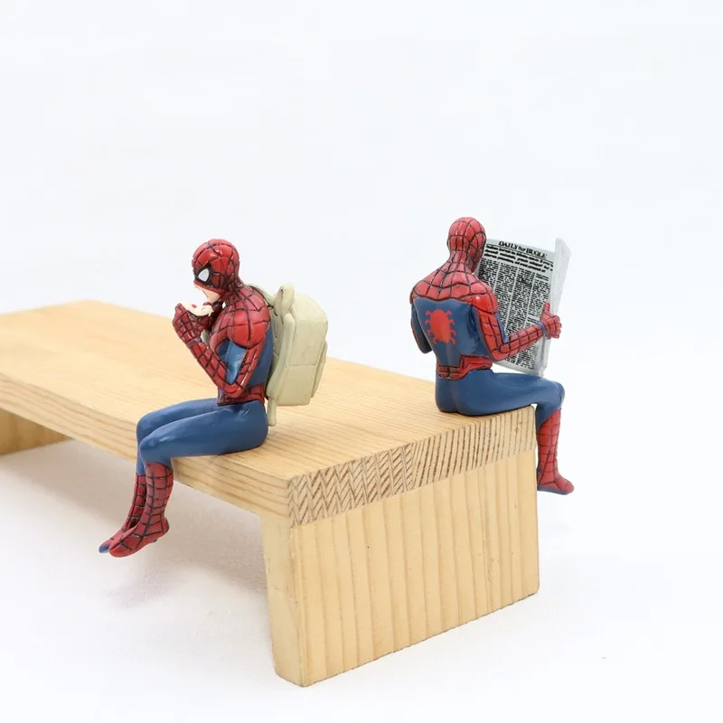 Figuras de acción de superhéroe de Los Vengadores de Marvel, 7-8cm, accesorio de Spider Man, modelo de serie, accesorios de coche, juguetes para niños, regalos, 4 Uds.