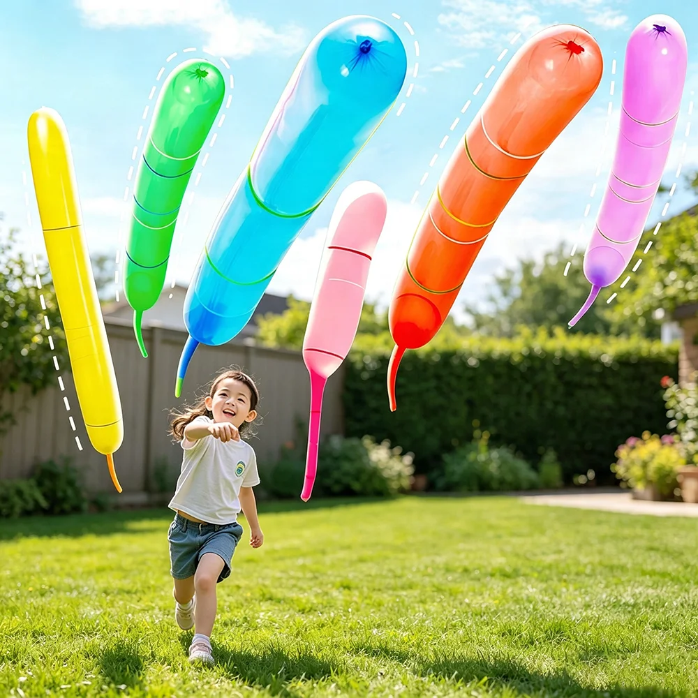 Bunte Raketenballons aus Latex für Kinder, Fliegende Pfeifenballons für Outdoor-Spiele, Hochzeiten und Geburtstagsfeiern – Detail 5