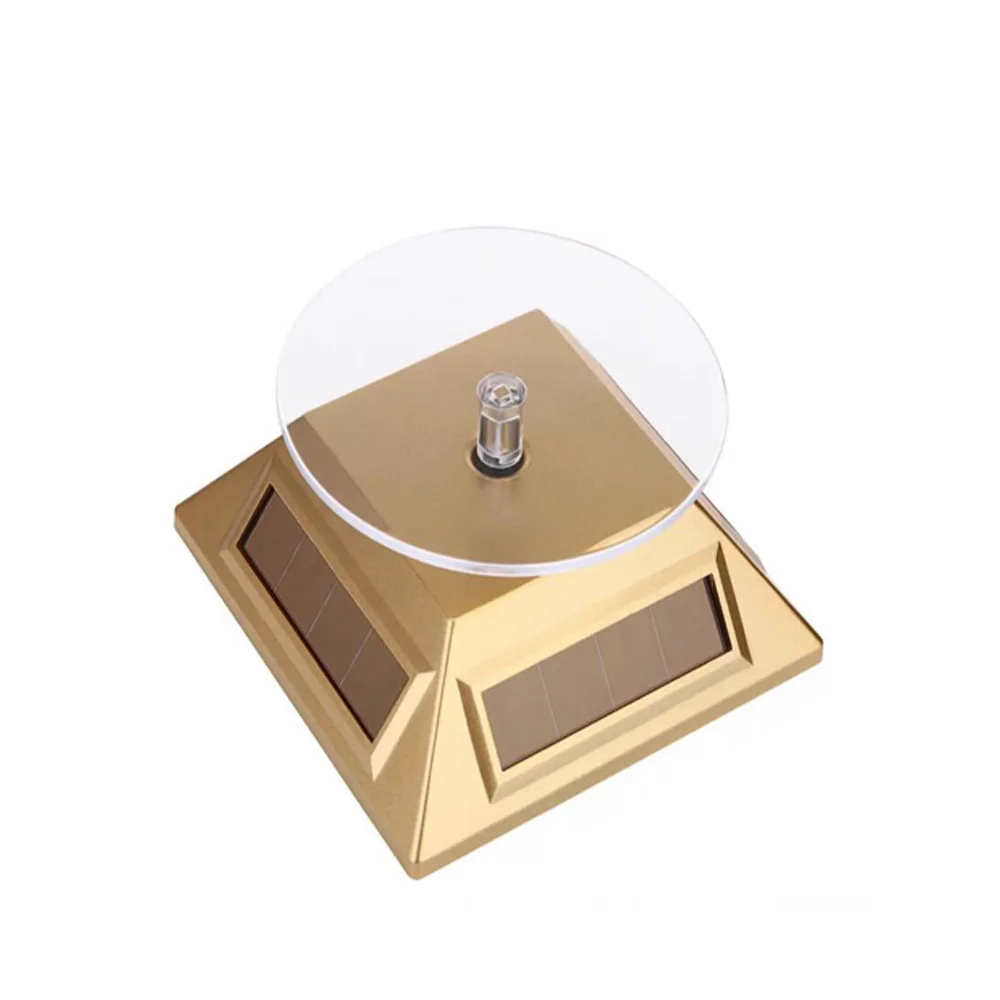 

Automatic Rotating Jewelry Showcase 360 Turntable Watch Bracelet Ring Display Holder Solar Battery Dual Use Diamond Organizer