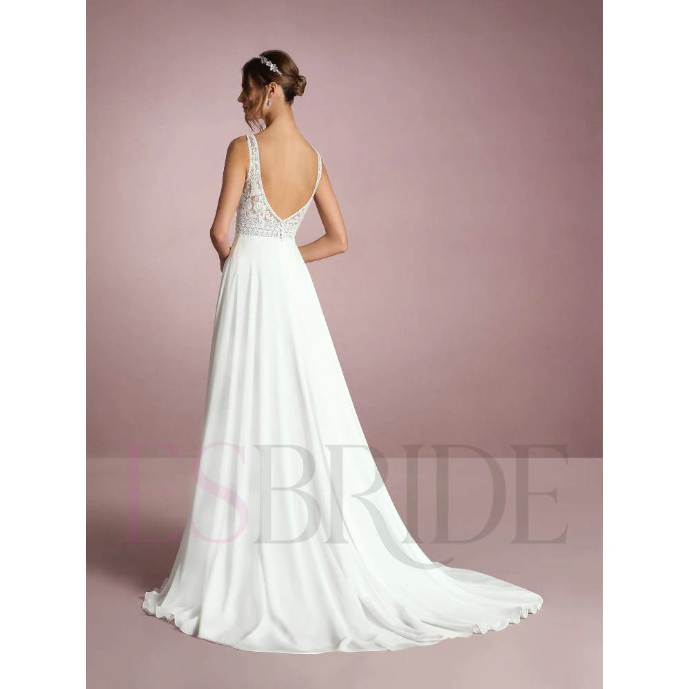 ESBRIDE Boho Abiti da sposa Abiti da sposa Abiti da sposa con scollo a V Applique in pizzo A-Line Abiti da sposa Abiti da sposa Personalizzati