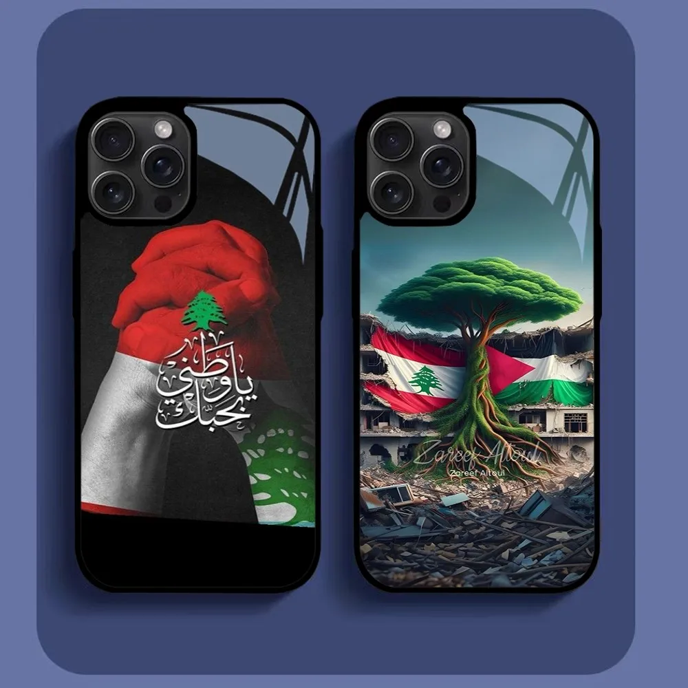 Lebanese Flag Map Passport Phone Case For IPhone16 15 14 13 12 11 Pro Xs Max Mini XR X 7 8 Plus Luxury Mirror Hard Funda