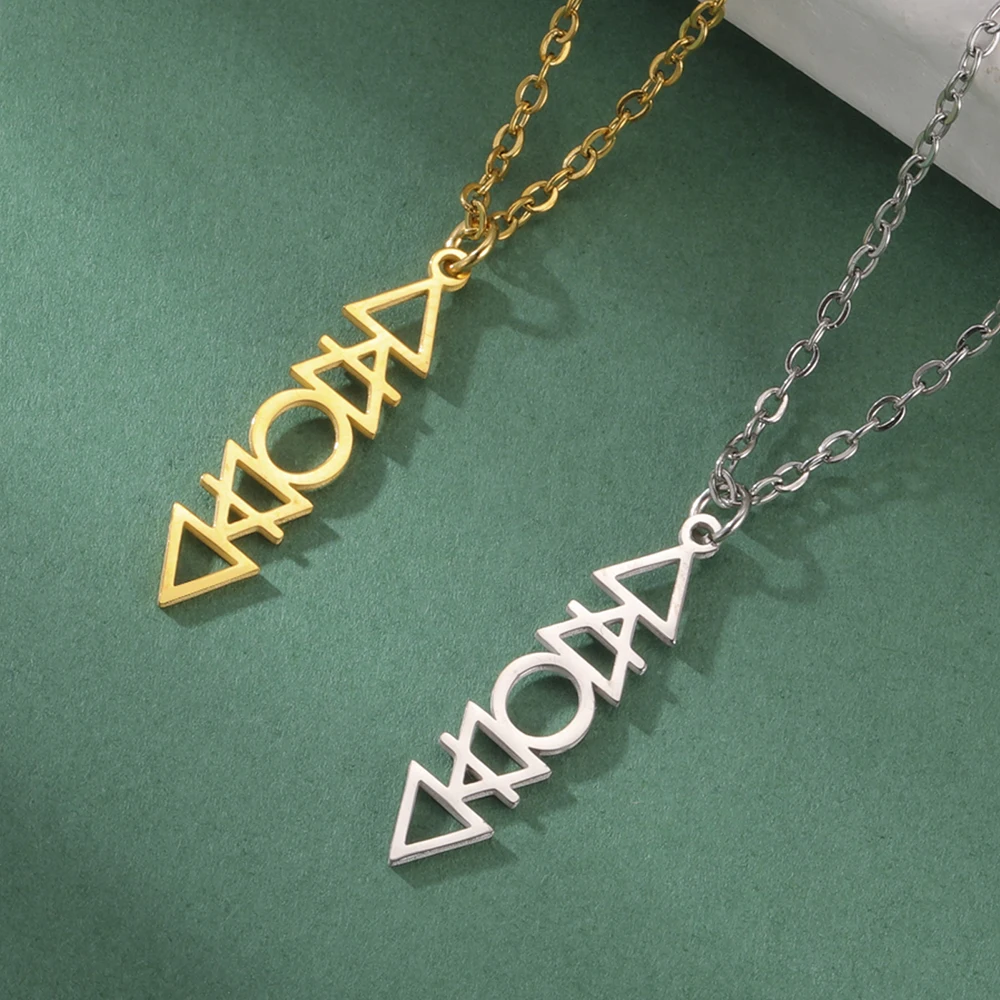 Dawapara Four Elements Necklace Earth Air Fire Water Alchemical Symbols Protection Amulet Stainless Steel Jewelry