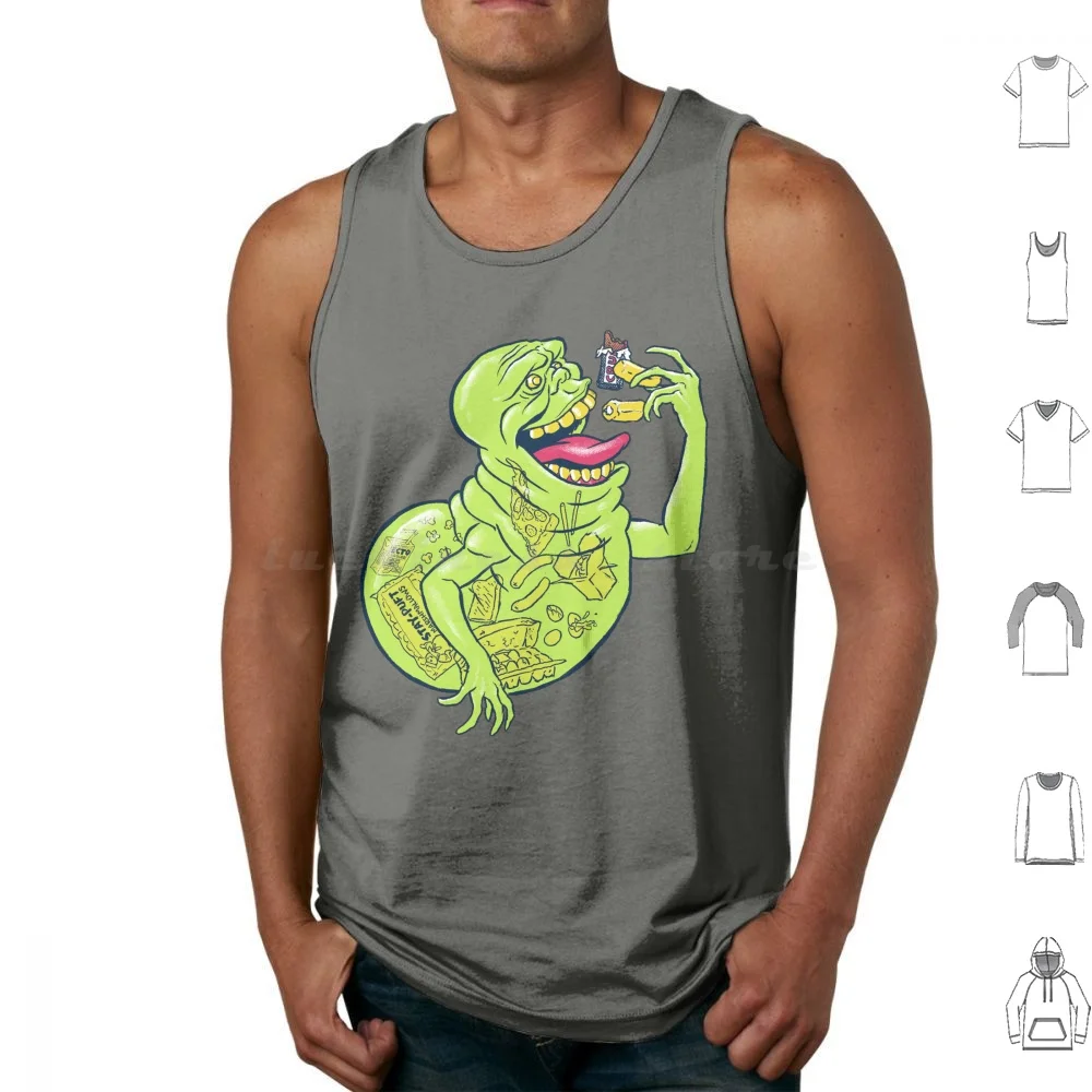 Ugly Little Spud camisetas sin mangas chaleco sin mangas películas Ghost Busters Slimer Slime tiempo comida Pizza huevos Twinkie Stay Puft Candy