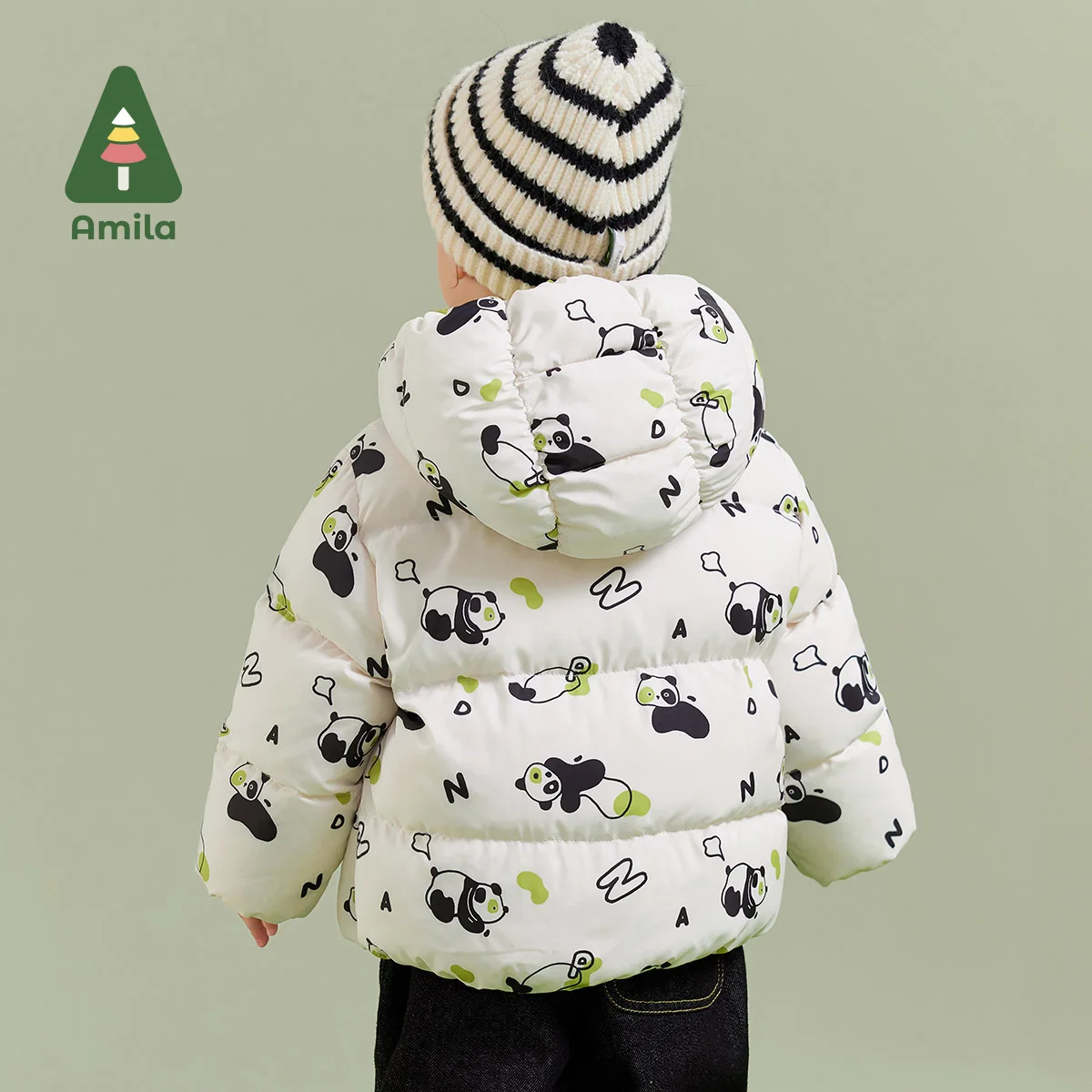 Amila Baby Boy Down Jacket 2024 Winter New Multicolour Slight waterproofing antifouling Oil proof Hooded   Baby Clothing