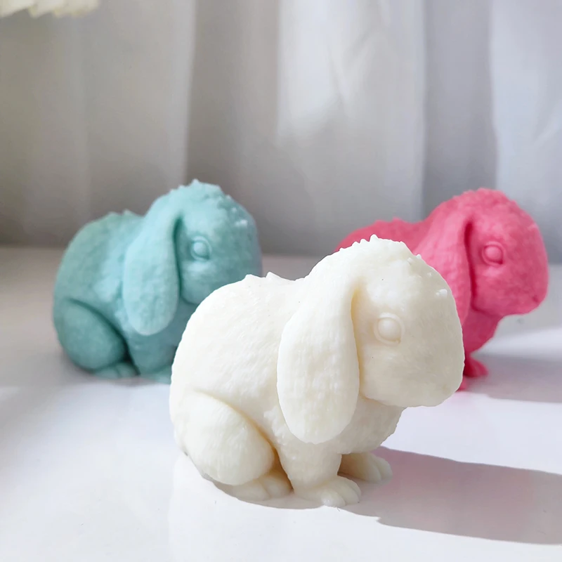 Big eyed and long eared rabbit mold, handmade aromatherapy rabbit candle, gypsum rabbit decorative cake mold
