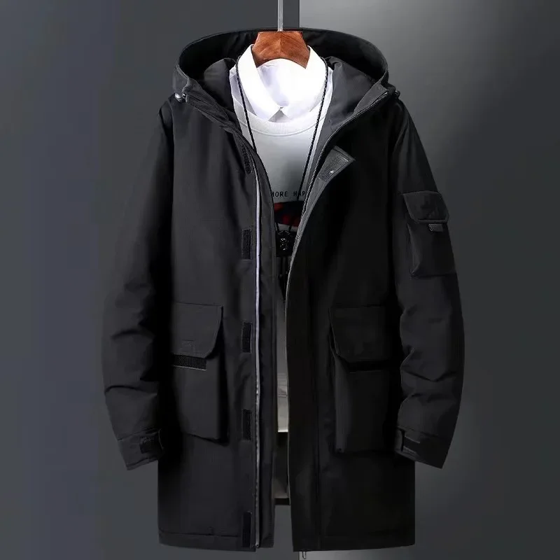 

2025 New Winter Jackets Men White Duck Warm Hooded Long Down Jackets Autumn Casual Top Parka Male Black Fluffy Coat Beige Yellow