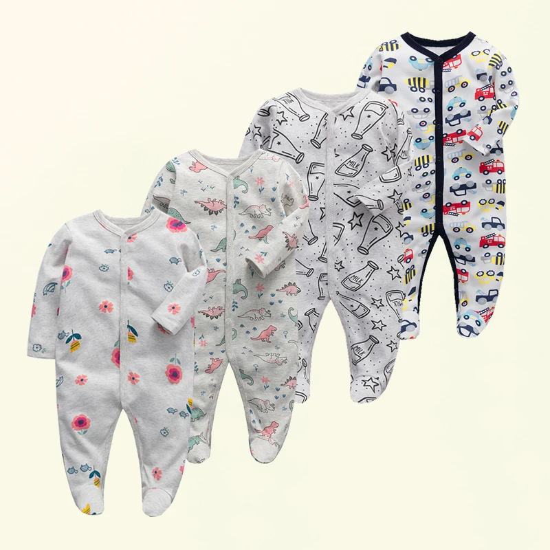 Newborn Footed Pajamas Girl and Boy Romper Long Sleeve Jumpsuit Cotton Solid White 0-12 Clothes Playsuit Baby Romper Jumpsuit