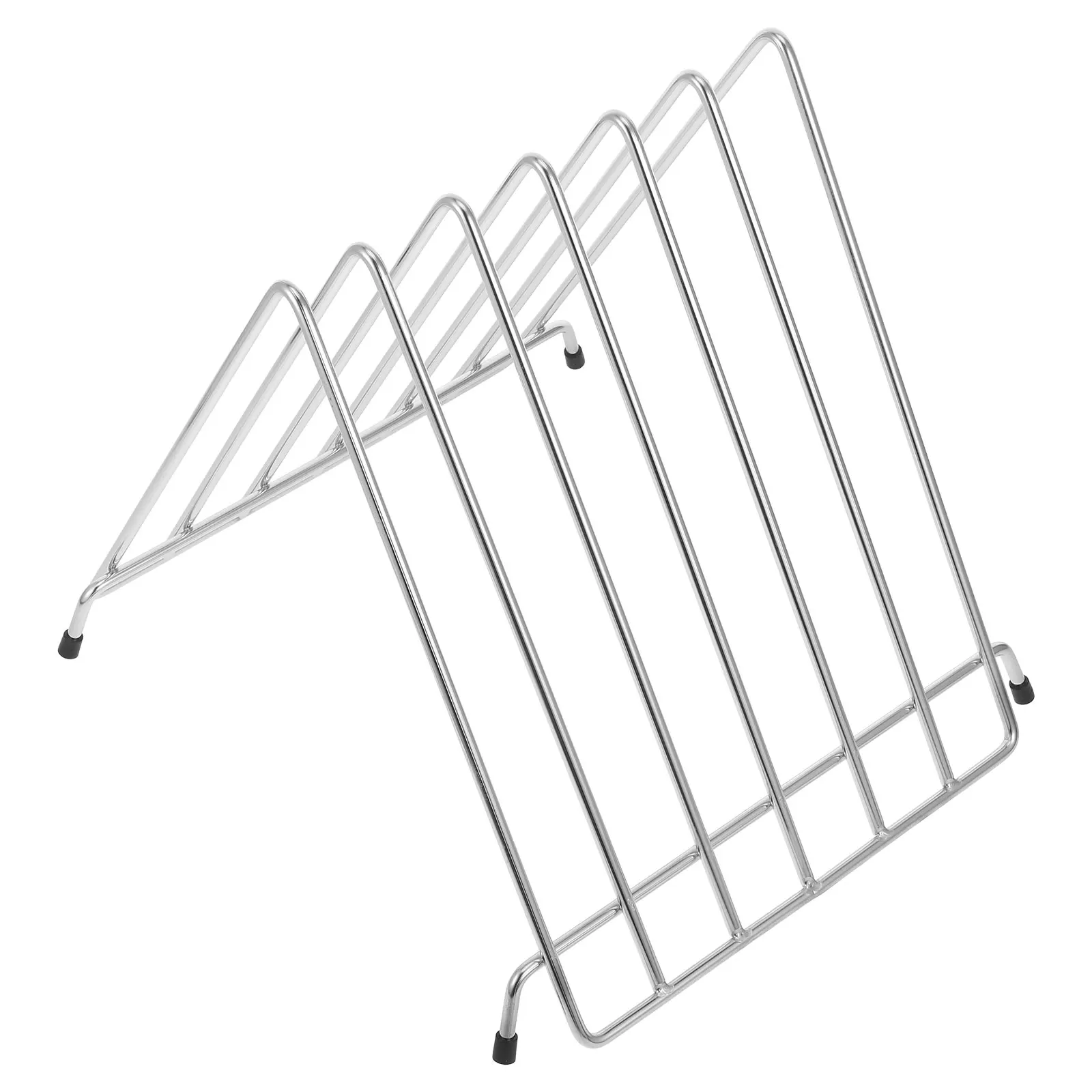 

Stainless Steel Cutting Board Rack Kitchen Storage Bracket Silver Frame For Pizza Board Drying Hollow Design Large Capacity