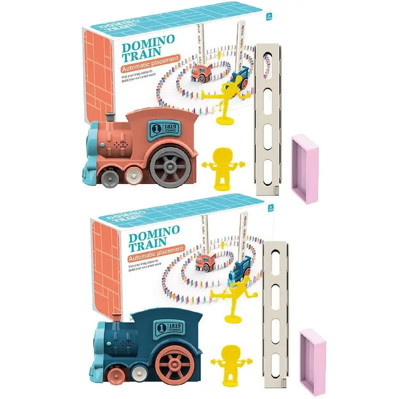 Set di blocchi di treno Domino elettrico automatico con luci e suoni Domino educativi Block Game Toys regalo di pasqua per bambini