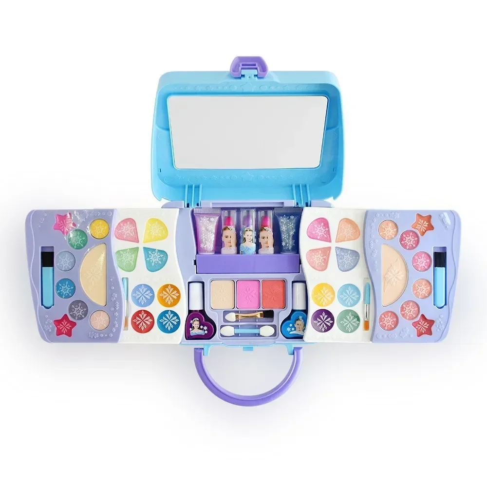 Kids Cosmetica Speelset Water Hand Wassen Nagellak Oogschaduw Blush Meisje Prinses Kerstcadeaus Make-Up Doos Groothandel Make-Up