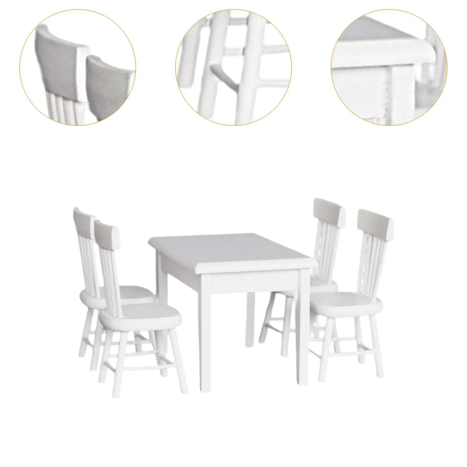 1:12 Dollhouse Dining Table Chair Set Furniture Toys Collections Birthday Gift Mini Furniture for Fairy Garden DIY Projects