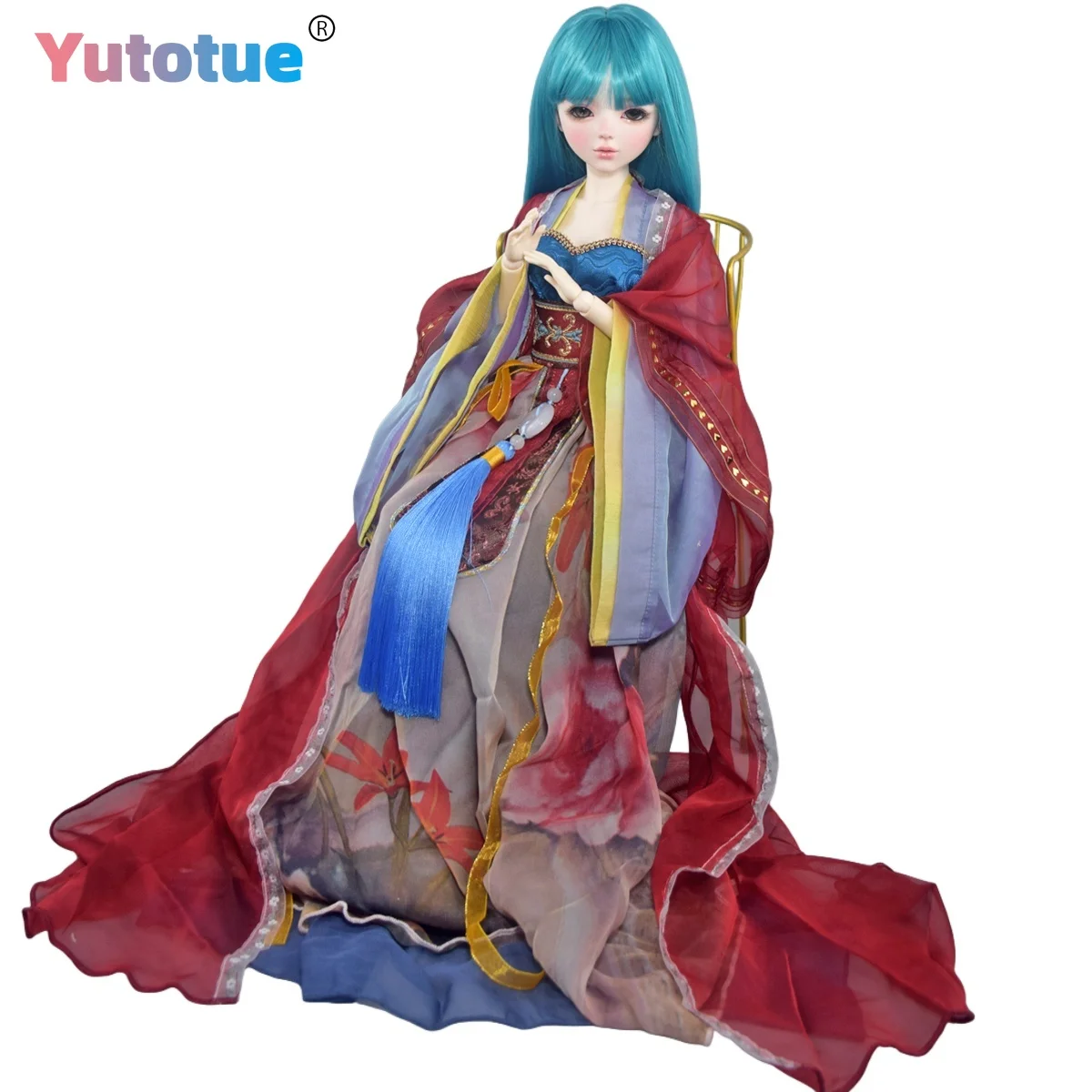 YUTOTUE 56cm Height Female Doll 1/3 BJD Doll Toy Removable Long Wigs Ancient Clothing Outfits Lifelike