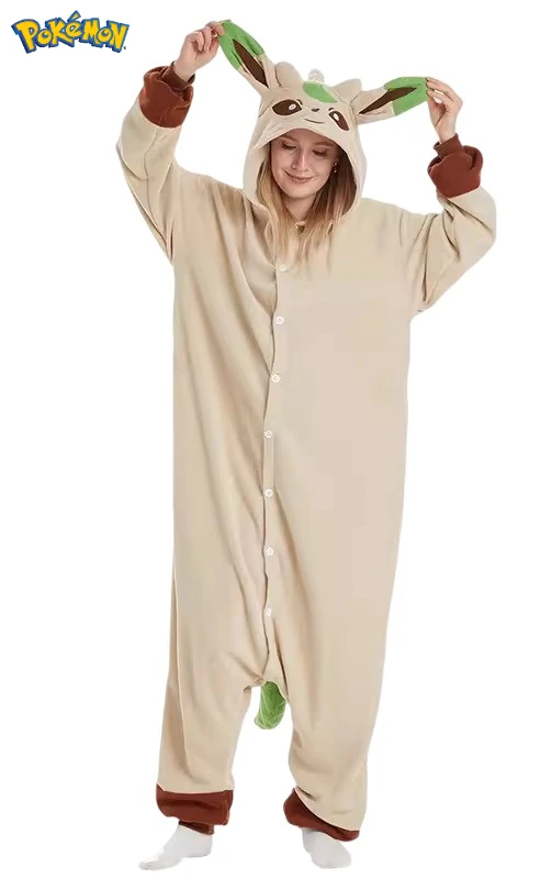 

Sky06 TAKARA TOMY Leafeon Onesies Kigurumi Cosplay Pajamas Winter Warm Sleepwear Pyjamas Adults Halloween Full Body Costum66liU&