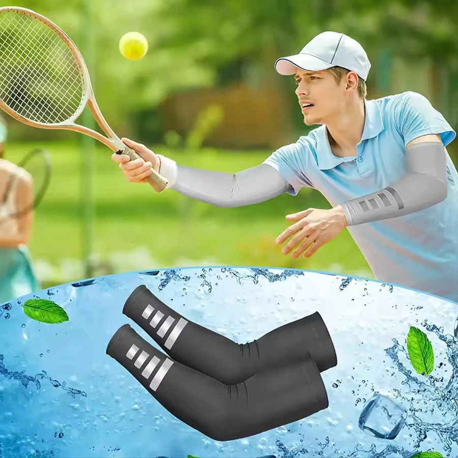 ฤดูร้อนกลางแจ้งป้องกันแสงแดดแขนแขน Quick-drying Breathable Night Running ขี่จักรยานสะท้อนแสงแขนผ้าไหมน้ําแข็ง
