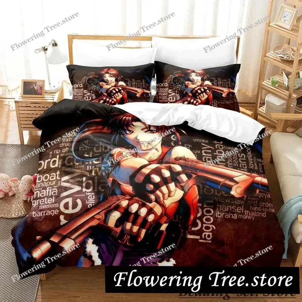 

2025 Black Lagoon Bedding Set Single Twin Full Queen King Size Bed Set Adult Kid Bedroom Duvetcover Sets Anime Parure De Lit Bed