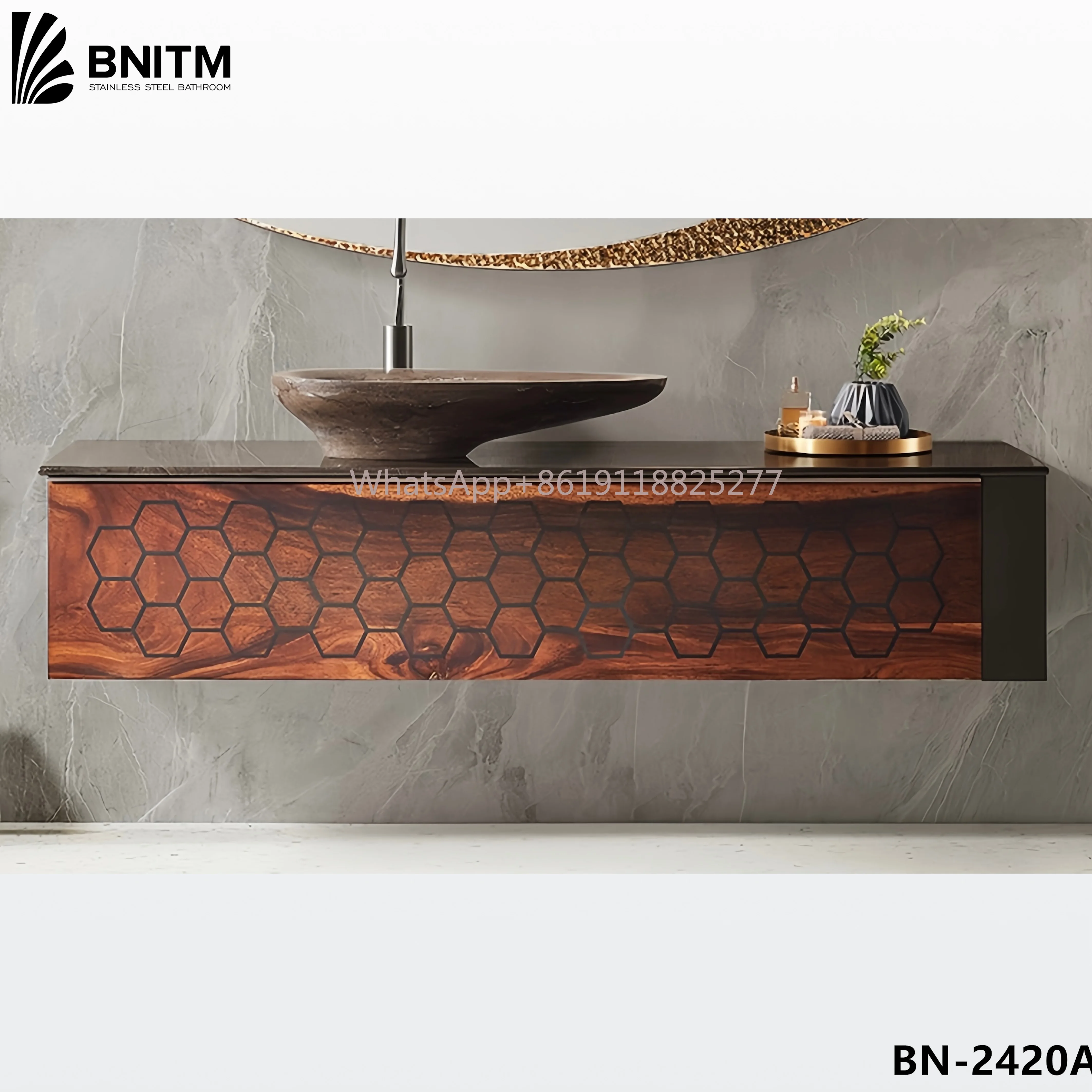 shape door panel and Marble Sink with Led mirror Luxury Bathroom Floating Vanities Intelligent sensor honeycomb