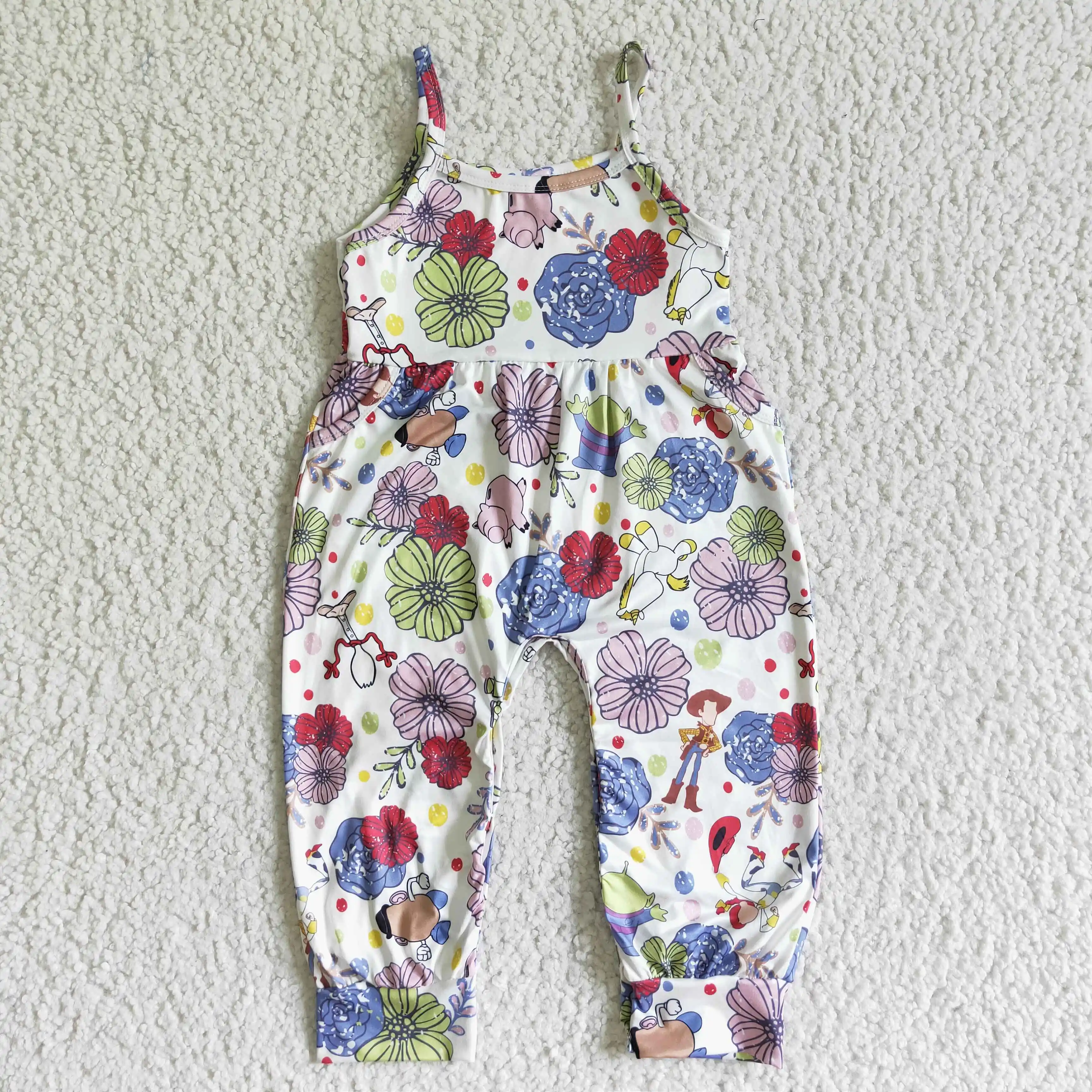 Heiß verkaufen keine Moq Mädchen Frühling Riemen Kleidung Baby Kind Kleinkind Overalls Kinder Blume Bodys