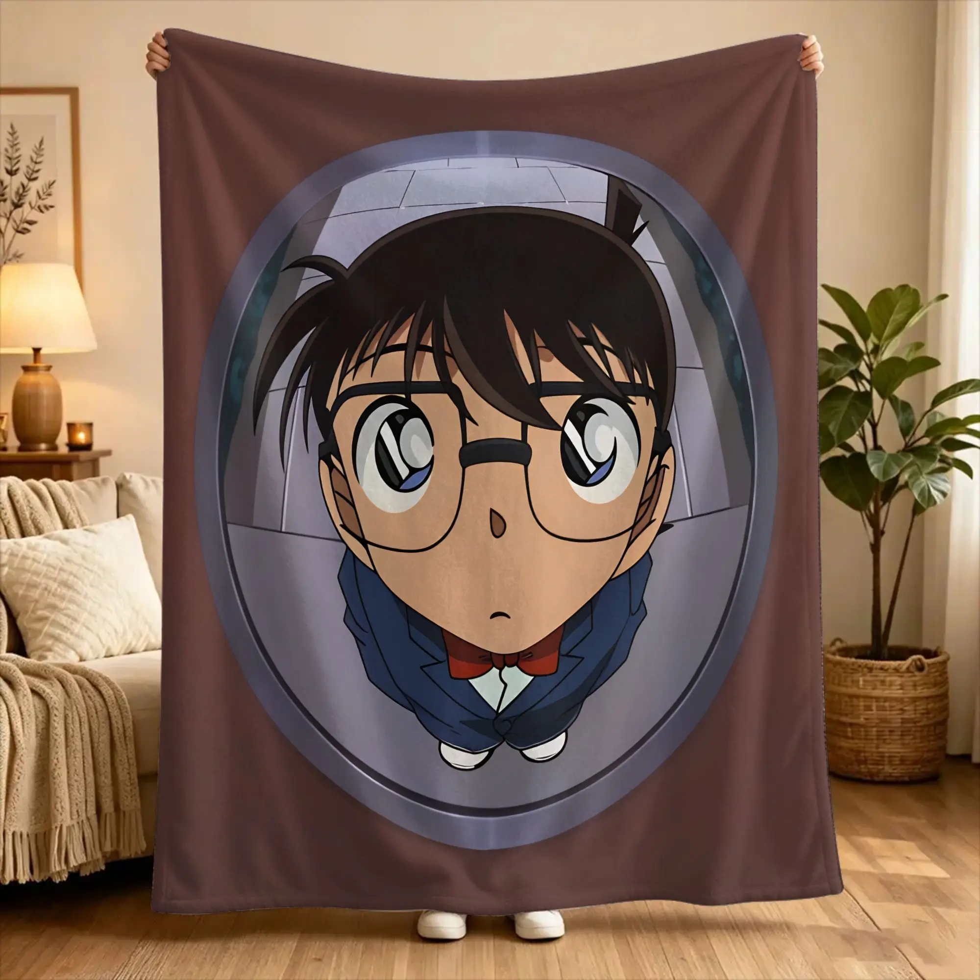 D-Detective C-Conan Flannel Blanket  Warm Bedding Throws for Couch Chair Airplane Travel Street Trend Bedspread Sofa Bed Cover