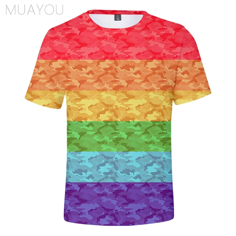 Lgbt تي شيرت قوس قزح العلم مثليات مثلي الجنس ثلاثية الأبعاد مضحك بلايز الصيف الرجال النساء قصيرة الأكمام تي شيرت بلوزات بلايز #4