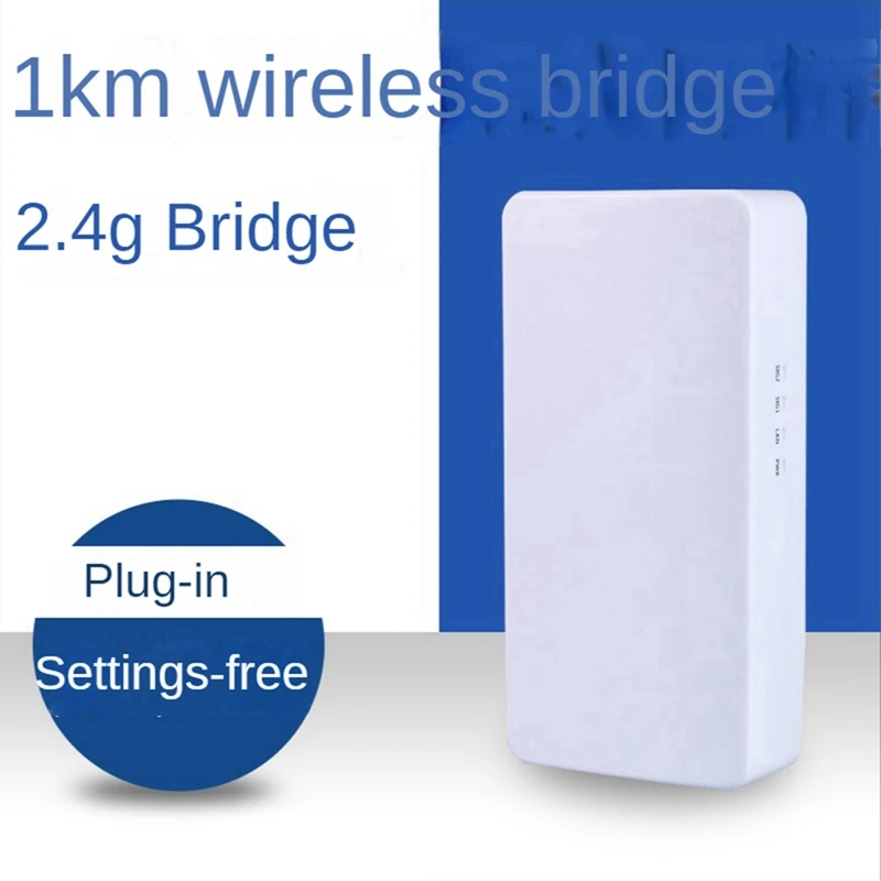 2Pcs Outdoor Wifi Router Wireless Bridge Wireless Bridge Router 1KM Long Range Wifi Extender 24V POE EU Plug