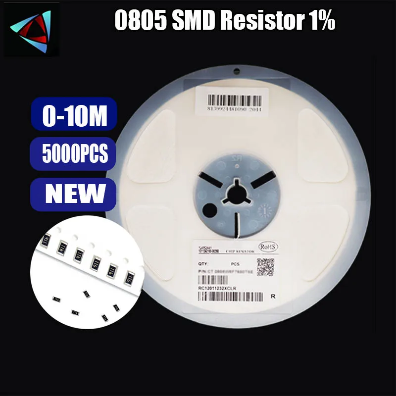 

5000PCS 0805 1% Resistor SMD Accuracy 0 Ohm ~ 10M Ohm 1K 2.2K 10K 100K 0 1 10 100 150 220 330 ohm 1R 10R 100R 150R 220R 330R