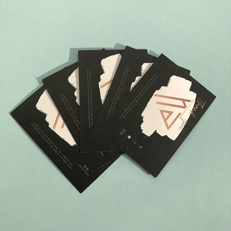 

custom 100pcs Custom cotton paper postcard design wedding message embossed printing thank you cards for small business