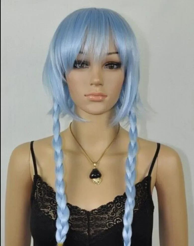 

WIG WBY Wholesale price Hot Sell TSC charming sexy short straight women Cosplay Party long braid sky-blue wigs