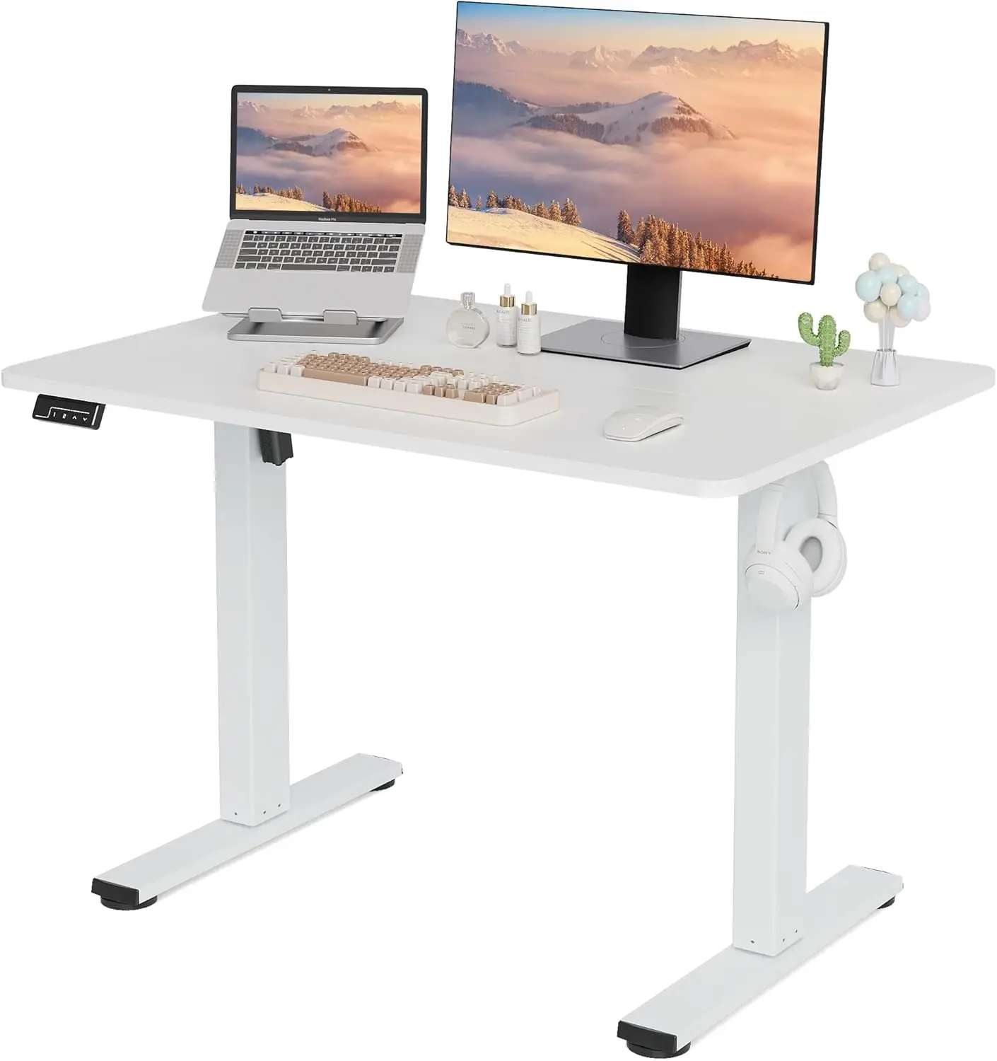 

Electric Standing Desk Adjustable Height, 40X24 Hes Sit Stand Up Desktop For Home Office, Ergonomic Rising Computer Table With