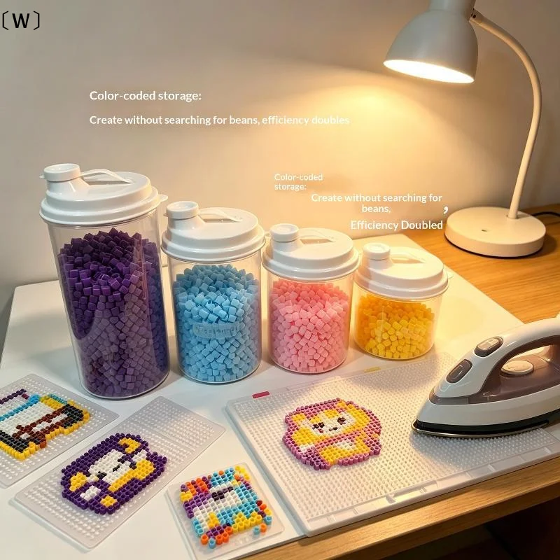〔W〕Large Capacity Bean Storage Bottle Transparent DIY Black And White Common Color Bean Supplement Packaging Storage Bottle 1PC