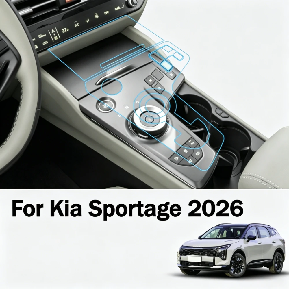 Pellicola Protettiva PPF Trasparente in TPU per Kia Sportage 2026, Accessori Interni Auto per LCD, GPS, Pannello del Cambio e Console Centrale