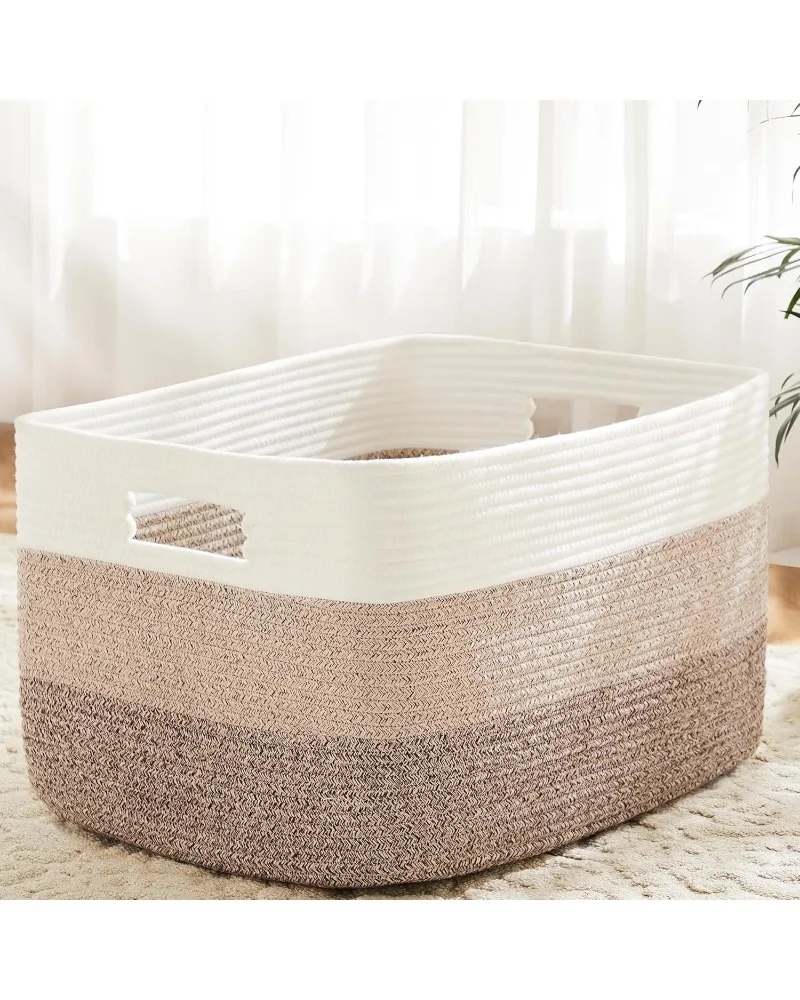 

Blanket Basket,Rectangle Woven Baskets for Storage,65L Laundry Basket for Decorative Nursery Blanket