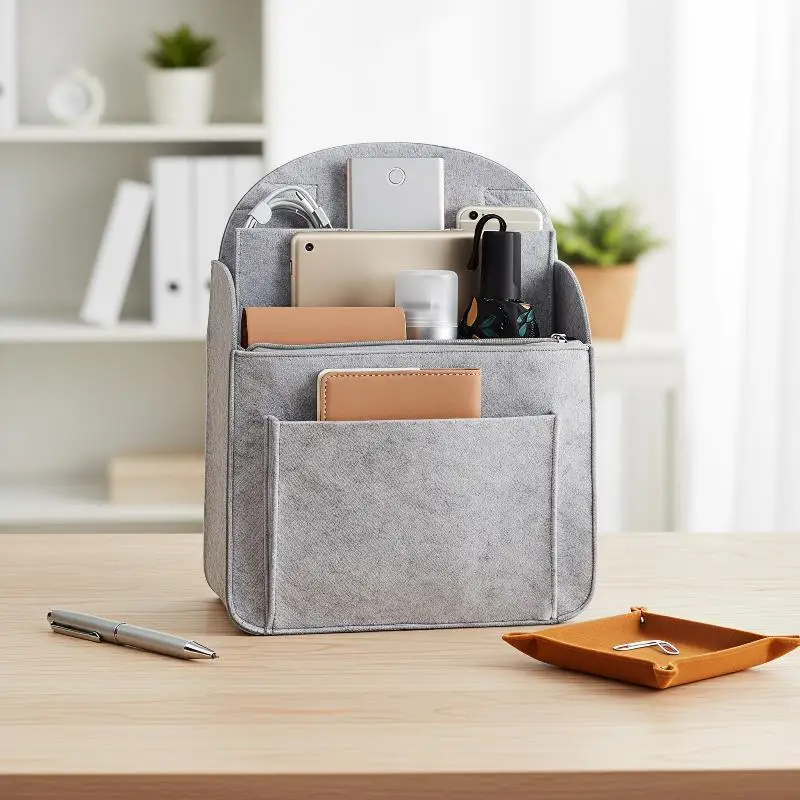 Felt Backpack Organizer Insert Multi Compartment Bag In Bag Liner Large Capacity Lightweight Divider For Travel School Storage