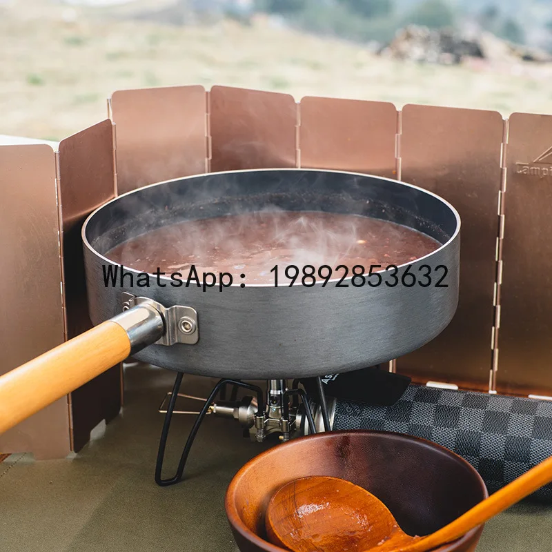 

DSA Wooden Handle Edition Flat Bottom Non-Stick Outdoor Portable Folding Coated Steak Pan