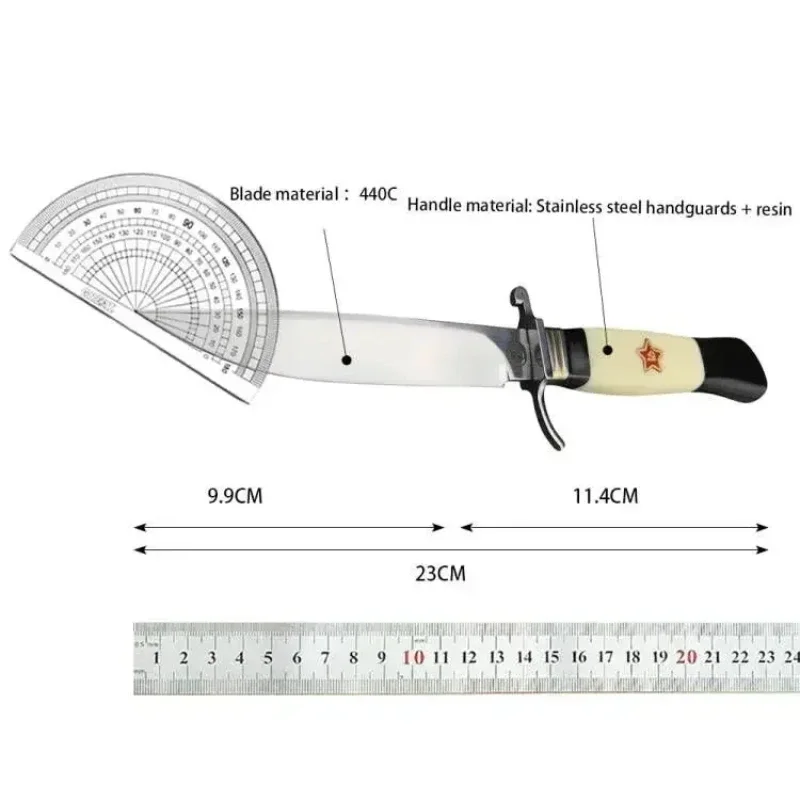 440C outdoor straight knife stainless steel hand guard + resin treatment, camping tactical hunting portable EDC pocket knife