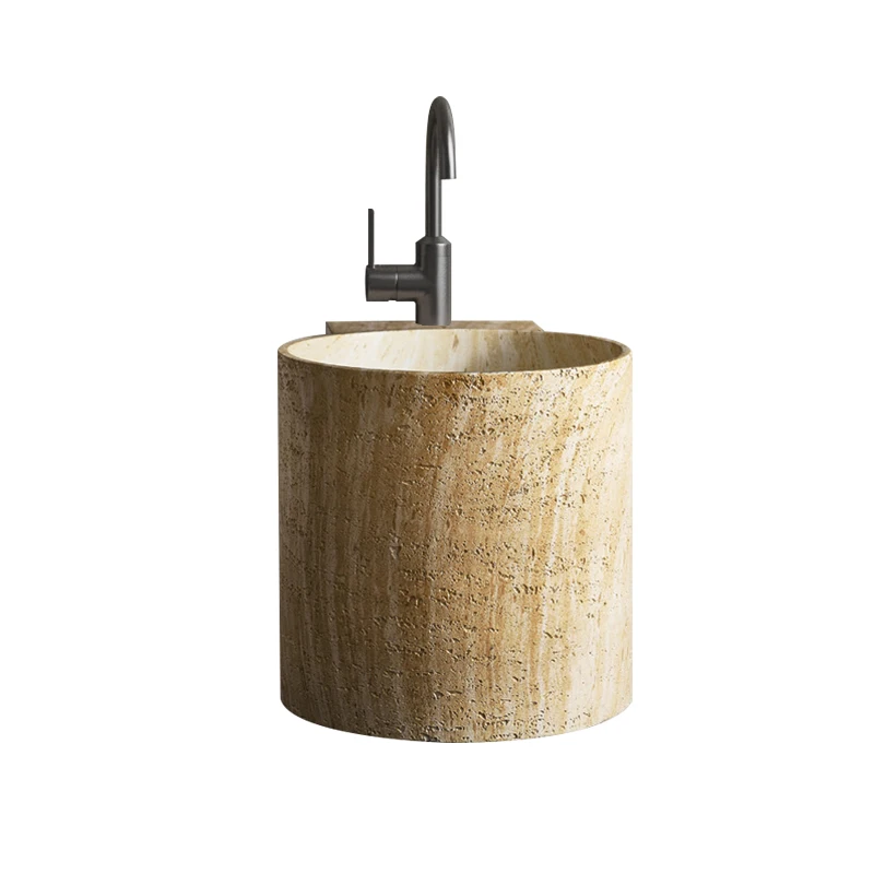 

Japanese-style beige cave stone platform basin column basin hotel household washbasin