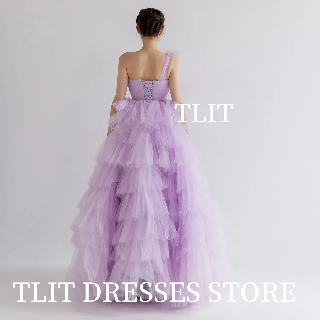 Tlit elegante doce cor seda tule vestidos de noite querida coreia vestidos de casamento sessão de fotos em camadas vestido de baile personalizado