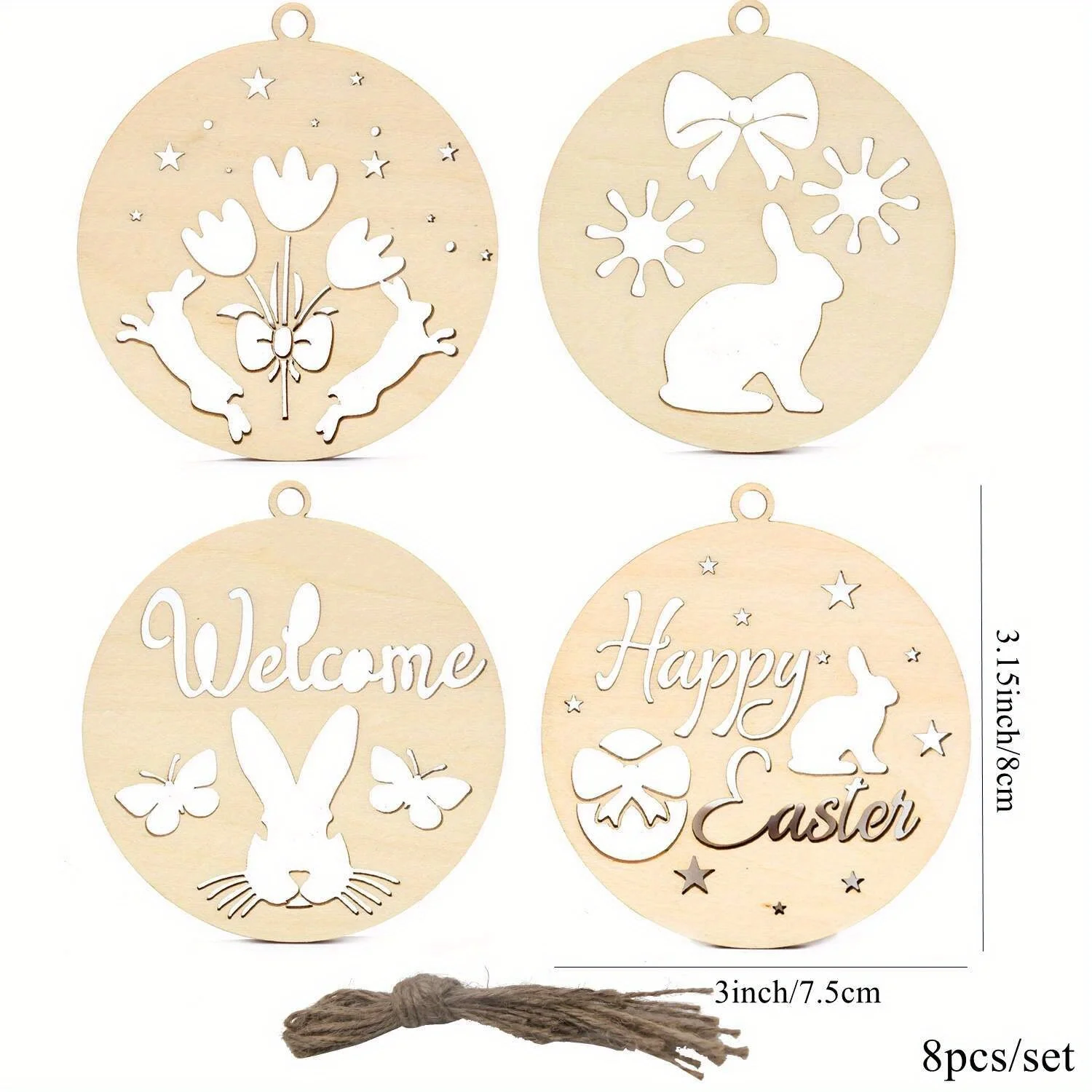 8 قطعة زخرفة عيد الفصح الخشبية الجوف الأرنب زهرة معلقة المعلقات لعيد الفصح سعيد الربيع ديكور حفلات الاطفال دهان داي الحرف