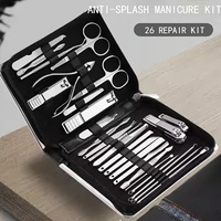 26pcs Manicure Tool Set Stainless Steel Cuticle Nipper Cutter Kit Nail Clippers Pedicure Nail Art Grooming Tools