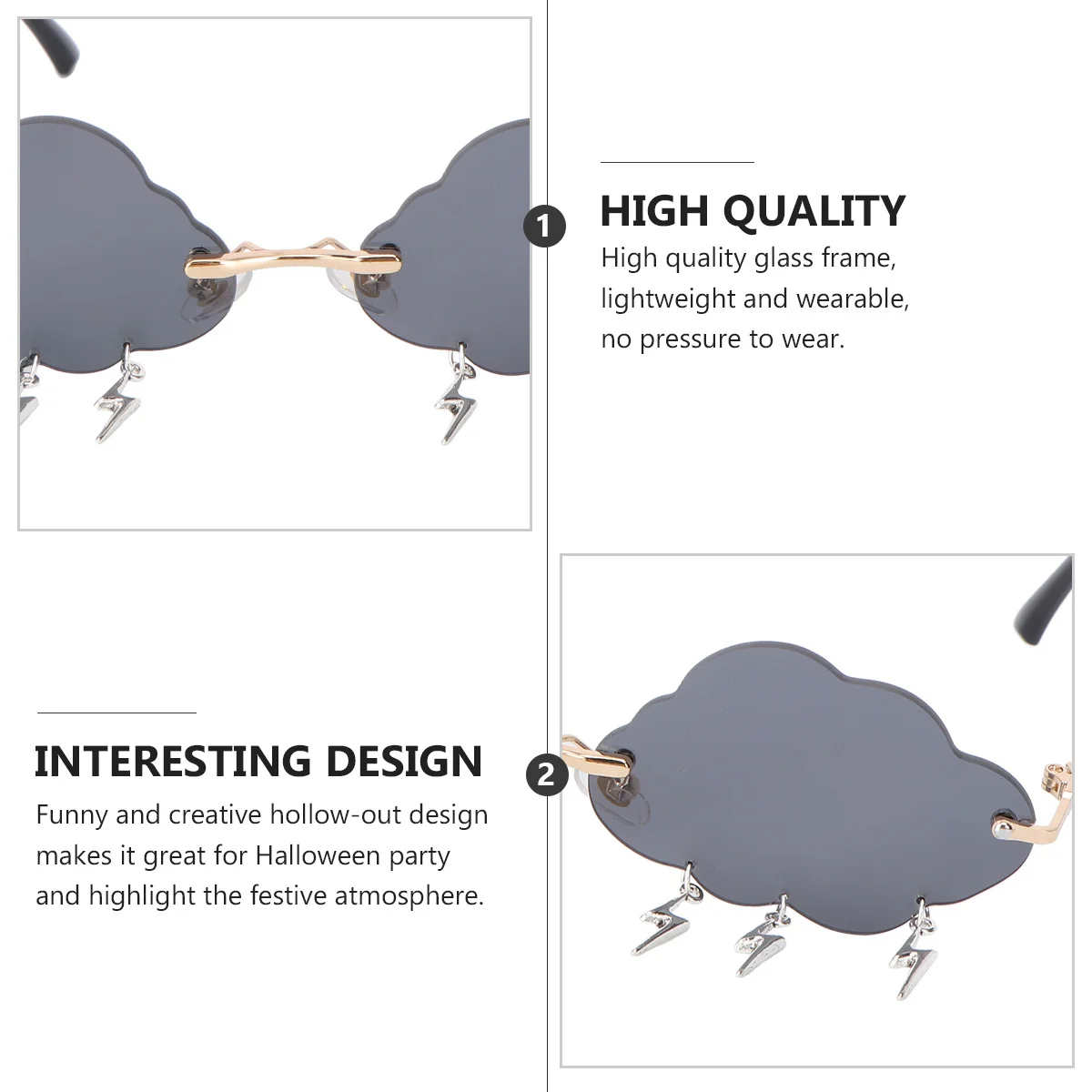 

1 Pair Frameless Wave Sunglasses Cloud Shaped Stylish Unique Glasses For Women Ladies Party Photo Booth Favors Tear Shape Uv