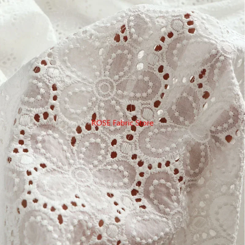 Flower Embroidery Cotton Fabric Flower Hollow Cloth For Shirt, Dress, Children's Clothing, tops, table cover, costumes design