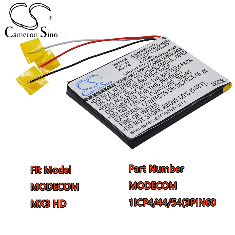

Cameron Sino 1300mAh GPS, Navigator Battery For MODECOM MX3 HD Part Number For MODECOM 1ICP4/44/54(3PIN60