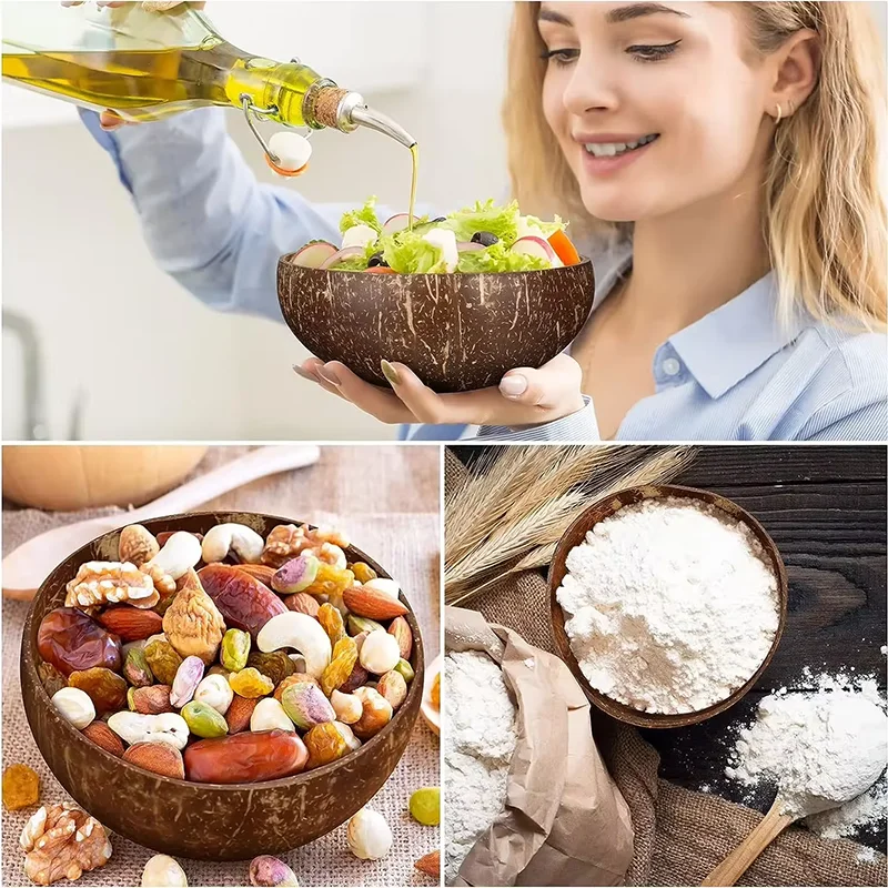 Coconut Bowls For Serving Dishes Wooden Salad Wood Reusable Bowl Serving Utensils Natural Coconut Shell Bowls Breakfast Party view 6