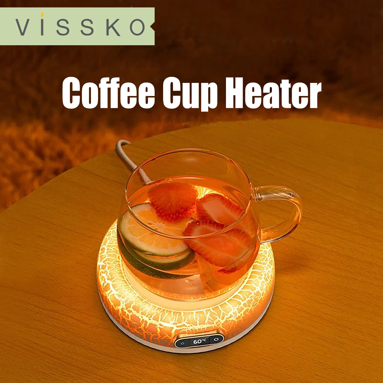 VISSKO USB Warmer Coffee Mug Heating Coaster 4 Temperature Setting Thermostatic Hot Plate Milk Tea Water Heating Pad Cup Heater