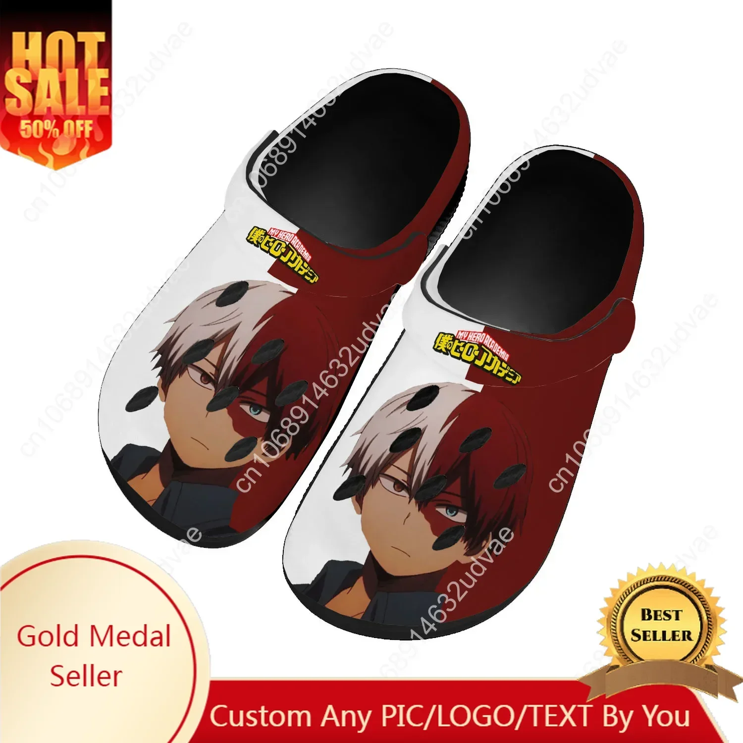

M-My Hero A-Academia Home Custom Sandals Women Teenager Shoto Todoroki Fashion Water Shoe Garden Clog Breathable Hole Slippers