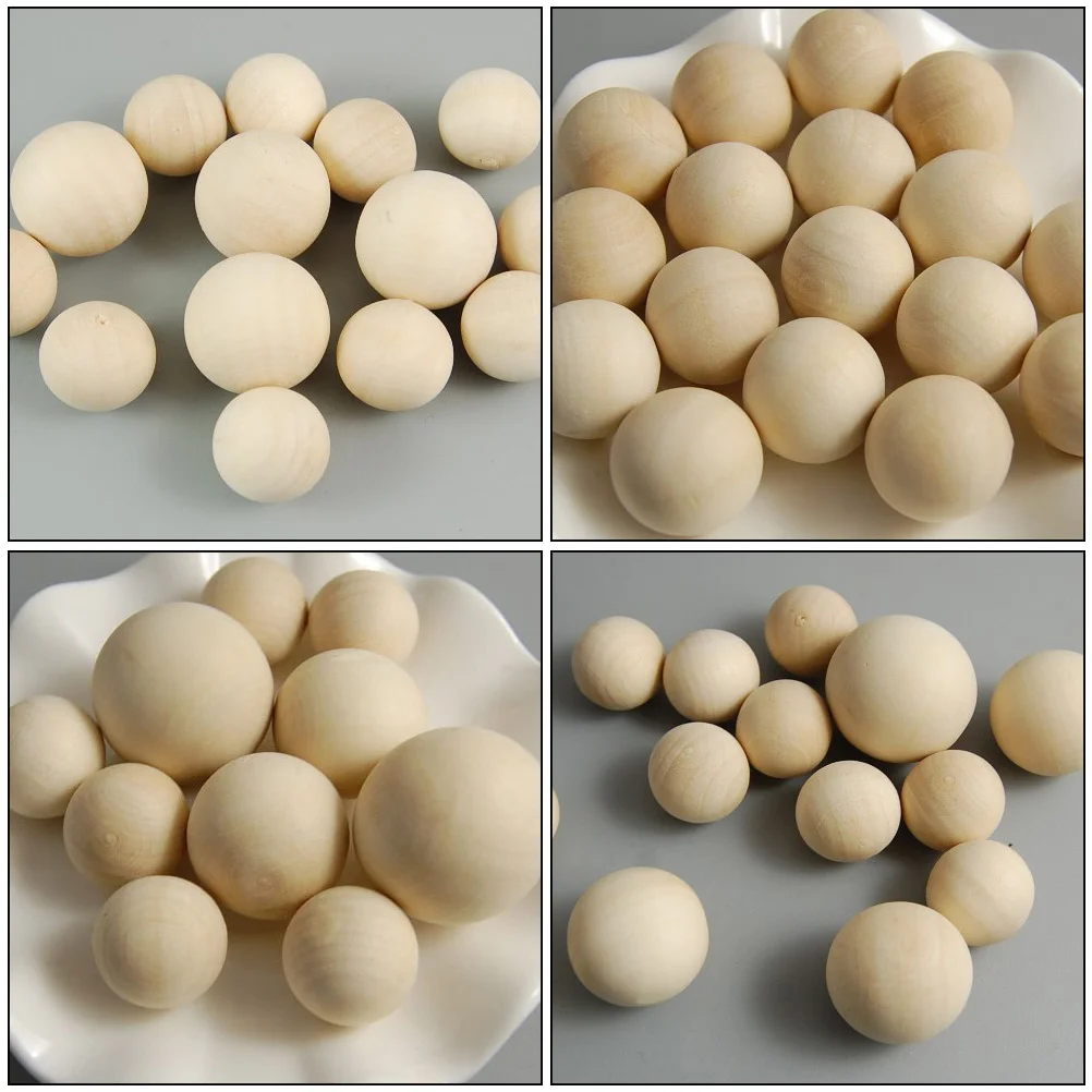 

60Pcs Wooden DIY Beads Unfinished No Hole Round Wood Balls 25mm Natural Color for Craft Decoration DIY Wooden Beads