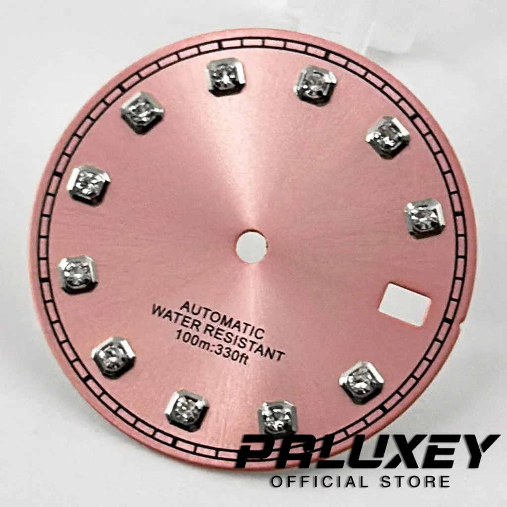 핑크 시계 다이얼, NH35A 4R35 무브먼트, 멸균 시계 페이스 교체 부품, 29mm