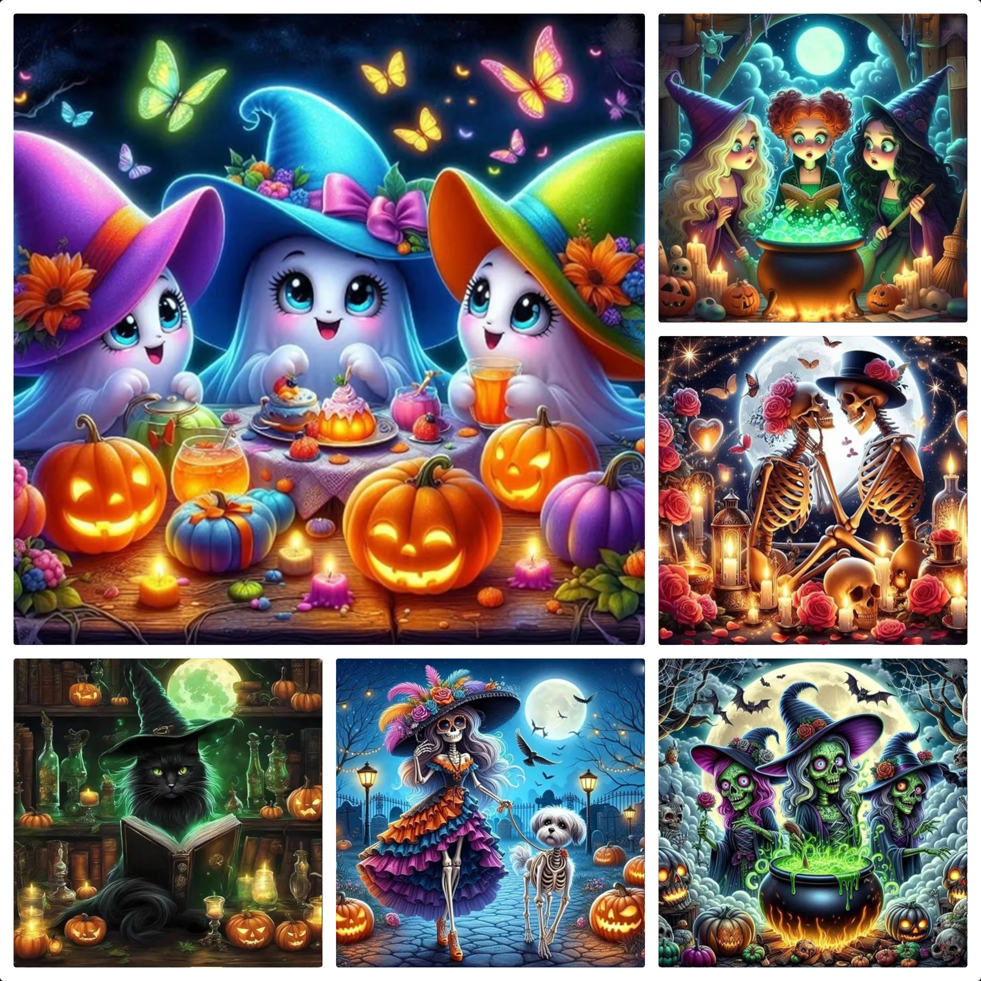 2026 5D DIY Diamond Painting Halloween Cute Ghost Water Diamond Design Set Home Decoration Mosaic Embroidery New Arrival