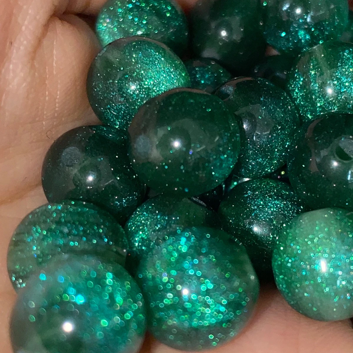 8/10/12mm 50 Stück Grüne Harzperlen mit Sternenhimmel-Effekt und Goldener Streuung für DIY Armbänder, Halsketten und Handgemachtes Zubehör