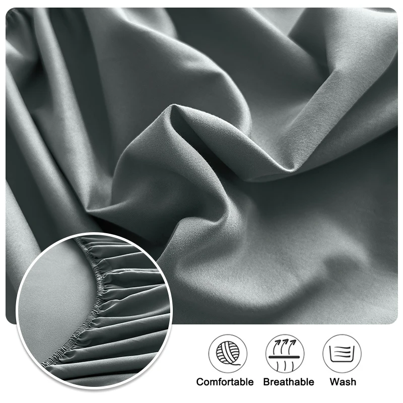 90/120/150/180x200 ملاءة سرير جاهزة مع شريط مرن بلون أغطية مرتبة حامي سرير مفرد مزدوج كينج 100% قطن